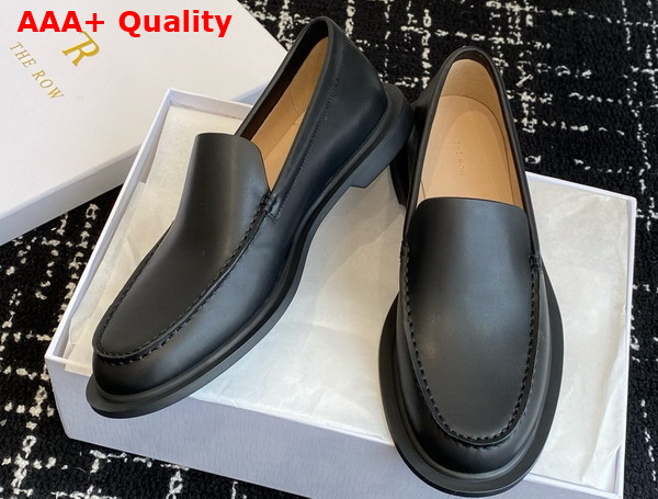 The Row Nic Loafer in Black Leather Replica