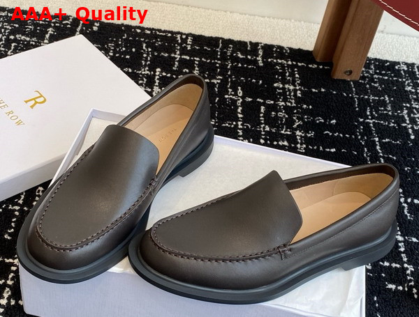 The Row Nic Loafer in Lacquer Brown Leather Replica
