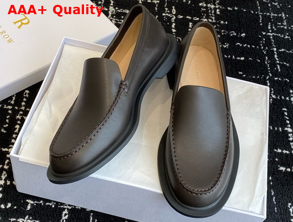 The Row Nic Loafer in Lacquer Brown Leather Replica