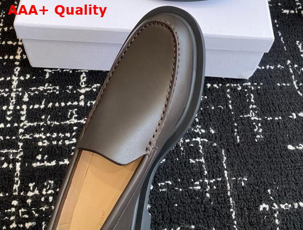 The Row Nic Loafer in Lacquer Brown Leather Replica