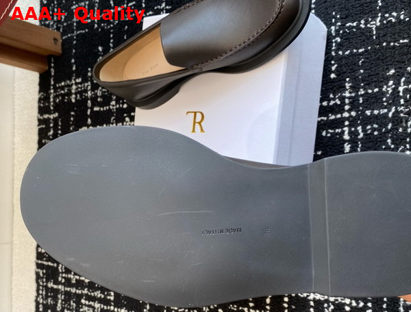 The Row Nic Loafer in Lacquer Brown Leather Replica