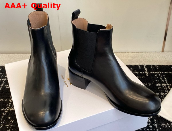 The Row Nobilis Chelsea Boot Black Polished Calfskin Leather Replica