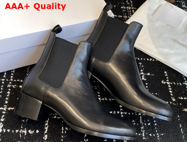 The Row Nobilis Chelsea Boot Black Polished Calfskin Leather Replica