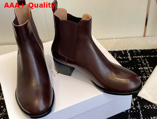 The Row Nobilis Chelsea Boot Lacquer Brown Polished Calfskin Leather Replica