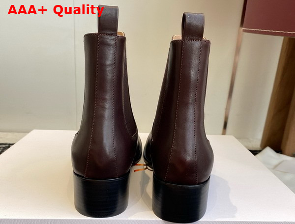 The Row Nobilis Chelsea Boot Lacquer Brown Polished Calfskin Leather Replica