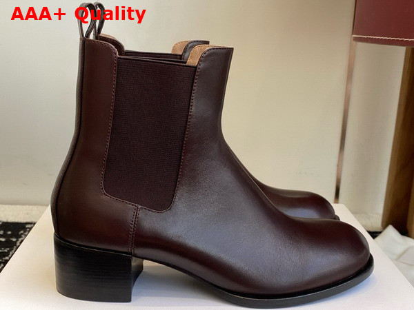 The Row Nobilis Chelsea Boot Lacquer Brown Polished Calfskin Leather Replica