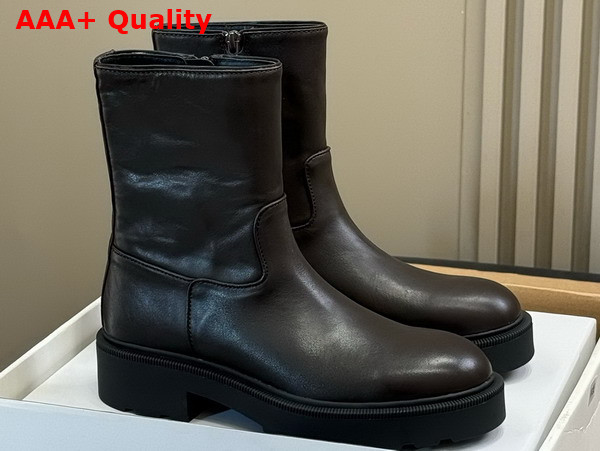 The Row Nobilis TR Boot Lacquer Brown Leather Replica