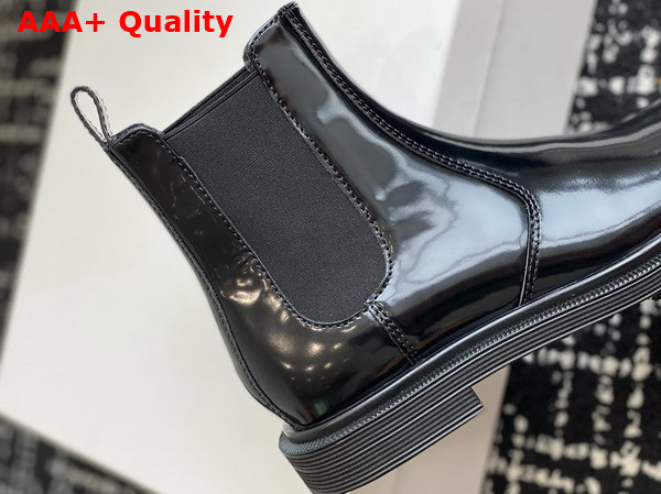 The Row Novus Chelsea Boot in Black Glazed Calfskin Leather Replica