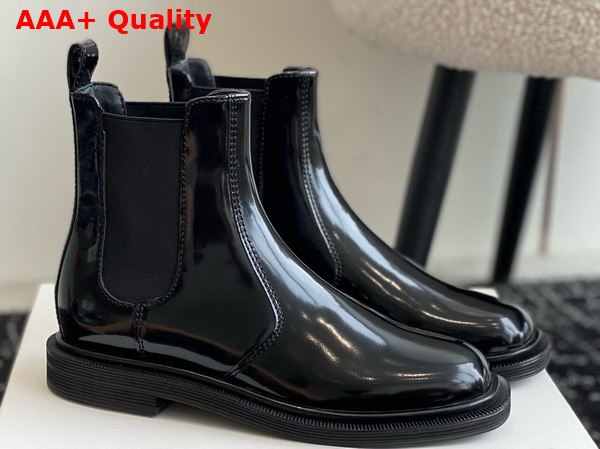 The Row Novus Chelsea Boot in Black Glazed Calfskin Leather Replica
