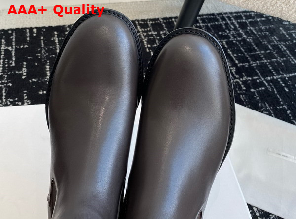 The Row Novus Chelsea Boot in Dark Brown Leather Replica