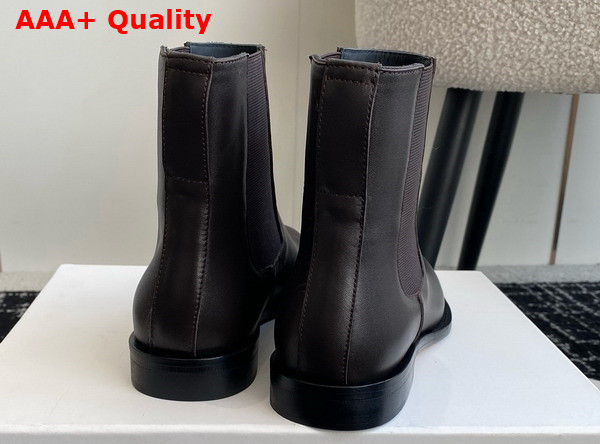 The Row Novus Chelsea Boot in Dark Brown Leather Replica