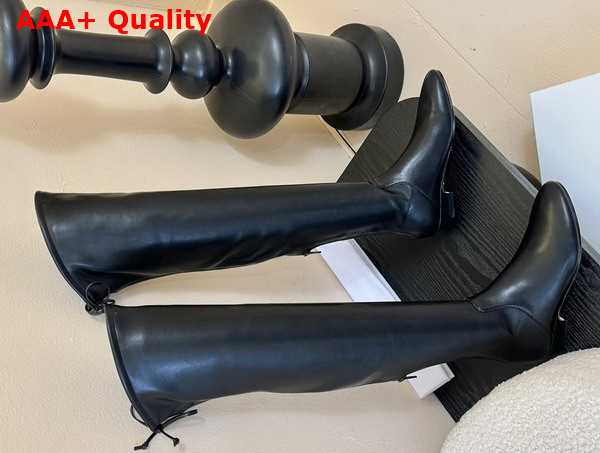 The Row Over the Knee Boot in Black Stretch Leather Replica