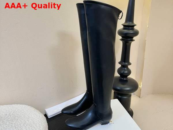 The Row Over the Knee Boot in Black Stretch Leather Replica