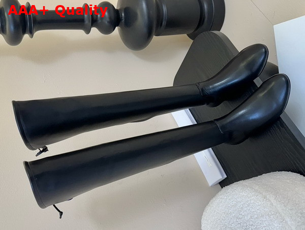 The Row Over the Knee Boot in Black Stretch Leather Replica