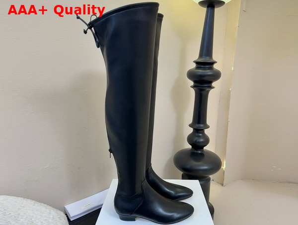 The Row Over the Knee Boot in Black Stretch Leather Replica