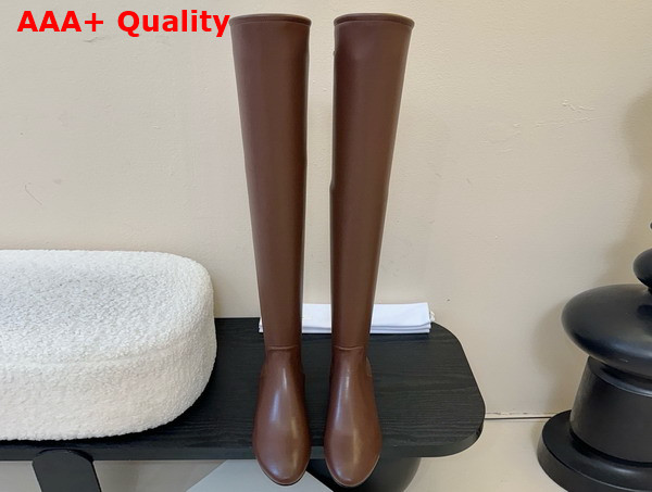 The Row Over the Knee Boot in Brown Stretch Leather Replica