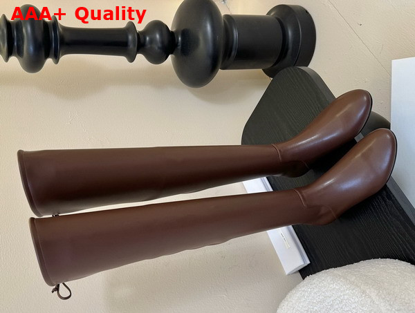 The Row Over the Knee Boot in Brown Stretch Leather Replica