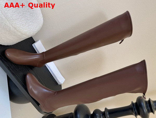 The Row Over the Knee Boot in Brown Stretch Leather Replica