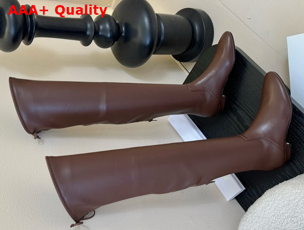 The Row Over the Knee Boot in Brown Stretch Leather Replica