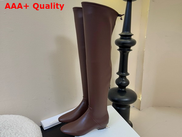 The Row Over the Knee Boot in Brown Stretch Leather Replica