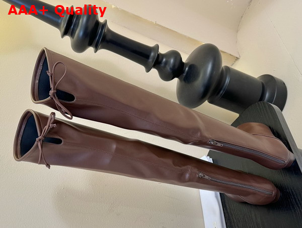 The Row Over the Knee Boot in Brown Stretch Leather Replica