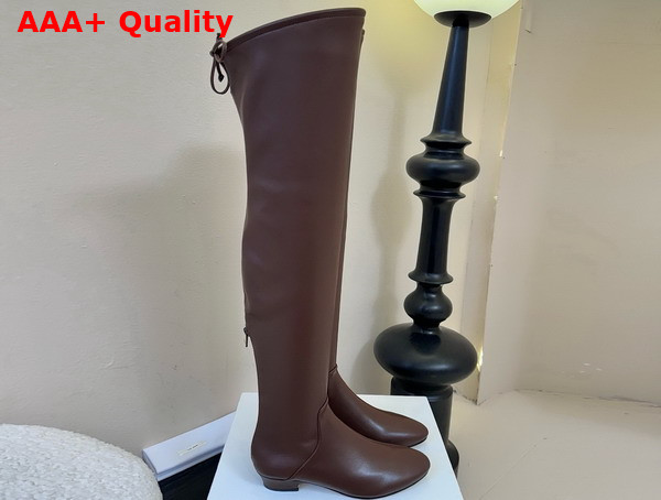 The Row Over the Knee Boot in Brown Stretch Leather Replica