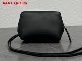 The Row Owen Pouch in Black Waxed Calfskin Leather with Slim Strap Replica