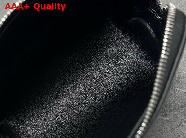 The Row Owen Pouch in Black Waxed Calfskin Leather with Slim Strap Replica