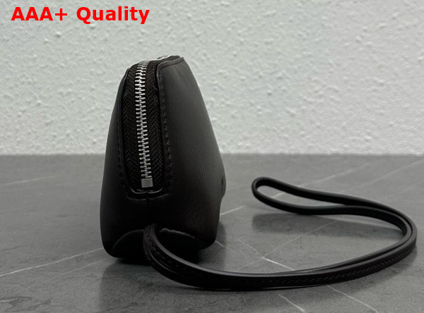 The Row Owen Pouch in Dark Brown Waxed Calfskin Leather with Slim Strap Replica