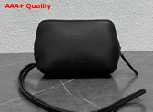 The Row Owen Pouch in Dark Brown Waxed Calfskin Leather with Slim Strap Replica