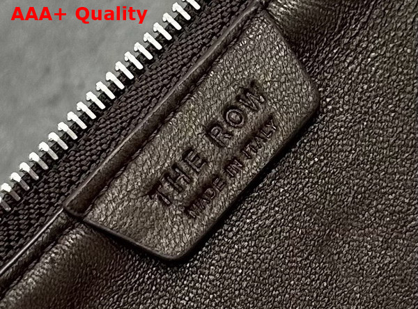 The Row Owen Pouch in Dark Brown Waxed Calfskin Leather with Slim Strap Replica