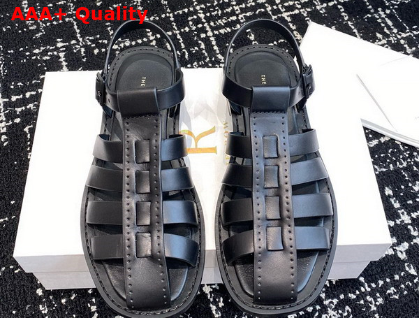 The Row Pablo Sandal in Black Leather Replica