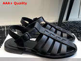 The Row Pablo Sandal in Black Leather Replica