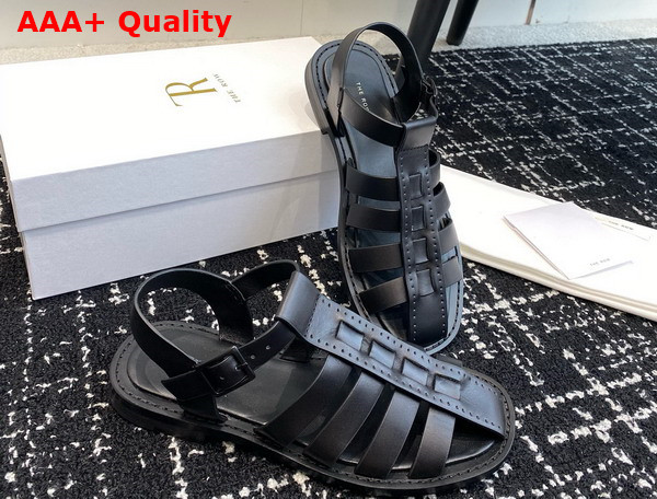 The Row Pablo Sandal in Black Leather Replica