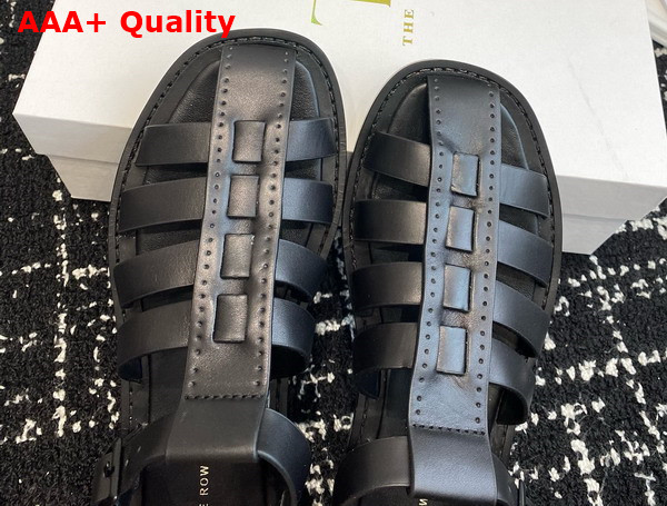 The Row Pablo Sandal in Black Leather Replica