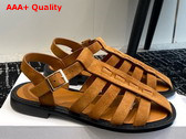 The Row Pablo Sandal in Caramel Suede Leather Replica