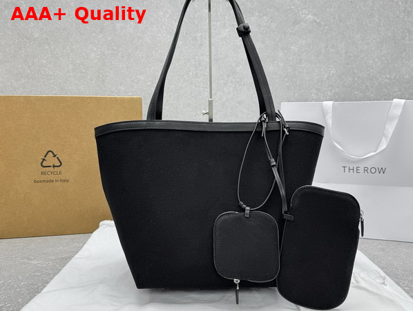 The Row Park Three Stitch Canvas Tote Bag in Black Replica