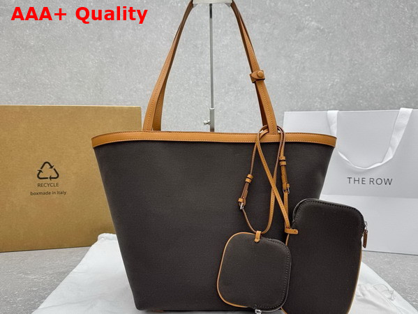 The Row Park Three Stitch Canvas Tote Bag in Deep Brown Replica