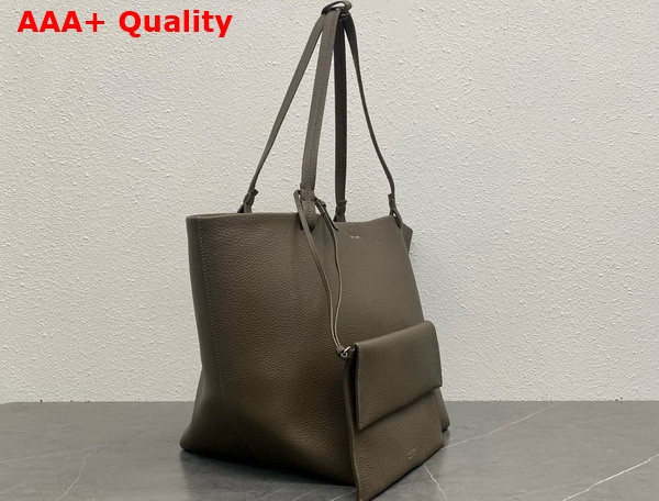 The Row Park Tote Three Bag in Elephant Grey Grained Calfskin Leather Replica