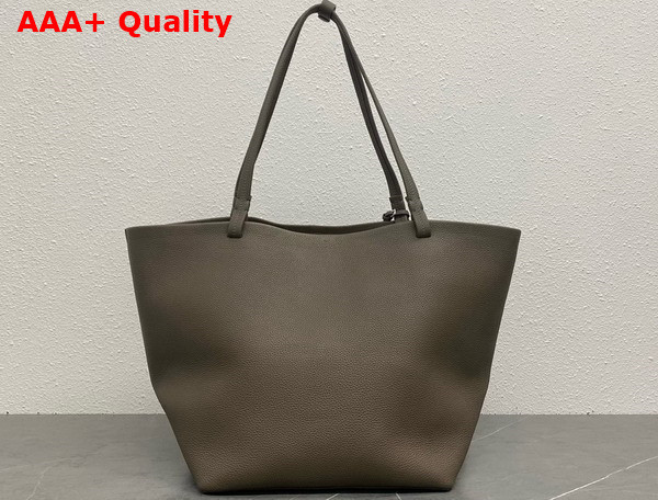 The Row Park Tote Three Bag in Elephant Grey Grained Calfskin Leather Replica