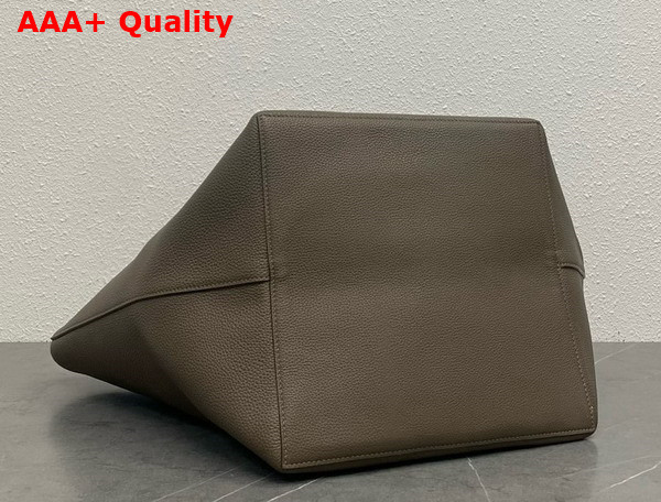 The Row Park Tote Three Bag in Elephant Grey Grained Calfskin Leather Replica