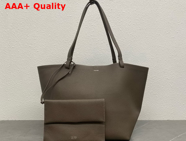 The Row Park Tote Three Bag in Elephant Grey Grained Calfskin Leather Replica