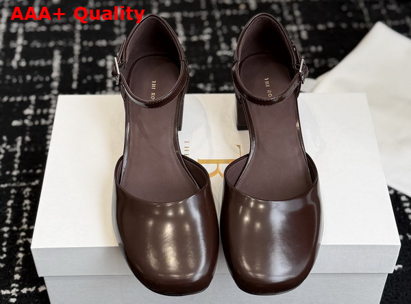 The Row Penelope Ankle Strap Heel Lacquer Brown Replica