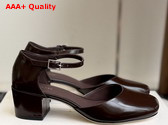 The Row Penelope Ankle Strap Heel Lacquer Brown Replica