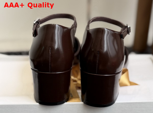 The Row Penelope Ankle Strap Heel Lacquer Brown Replica