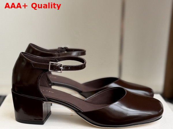The Row Penelope Ankle Strap Heel Lacquer Brown Replica