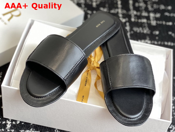 The Row Sara Strap Slide Black Leather Replica