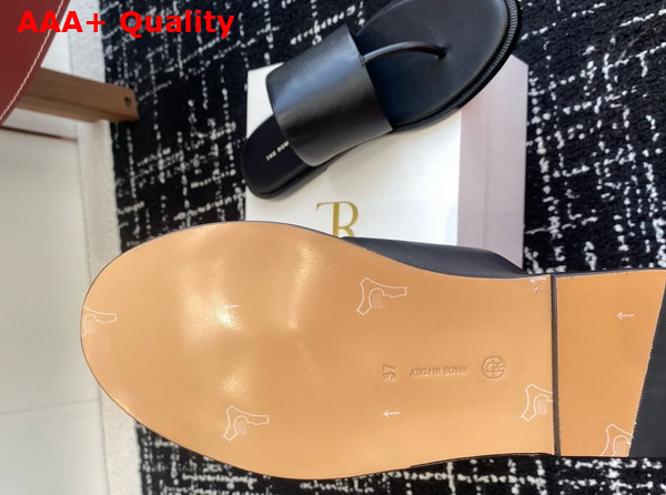 The Row Signum Flat Sandal in Black Leather Replica