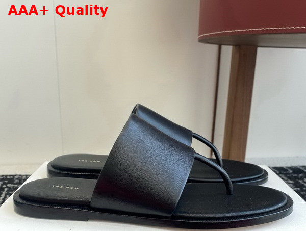 The Row Signum Flat Sandal in Black Leather Replica