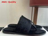 The Row Signum Flat Sandal in Black Pony Hair Replica